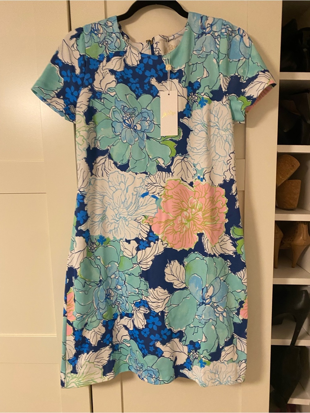 Lilly Pulitzer Melodie skirted romper Dress SzSmall Starlight Navy Hibiscus